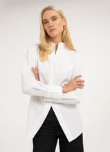 White stand up collar shirt